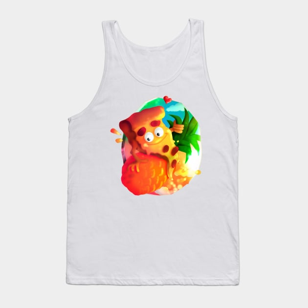 Tropical Bombshell - Pizza On Pineapple Tank Top by CreativeOpus